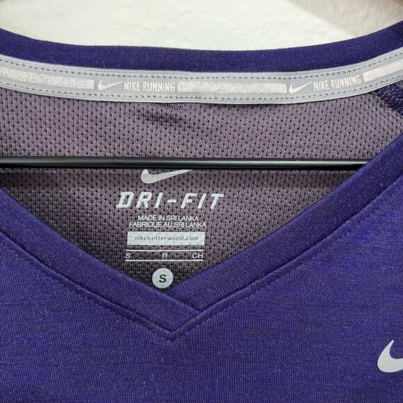 Nike Running Dri Fit Purple Long Sleeve Shirt Wool Blend Size Small - Picture 3 of 7